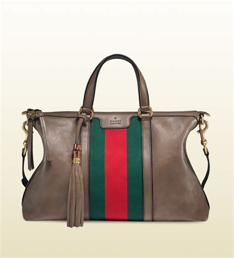 Gucci Rania Leather Top Handle Bag in Brown 